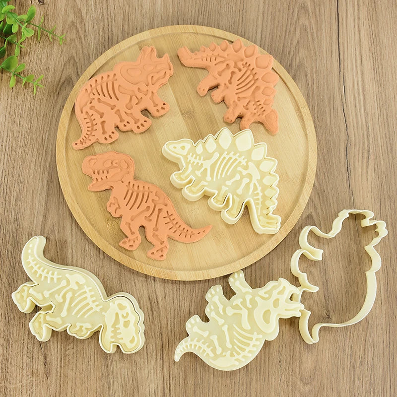 3pcs Dinosaur Shape Cookie Cutters Mold Fondant Biscuit Embossing Mould Handmade DIY Cake Baking Tool Ungle Birthday Party Decor