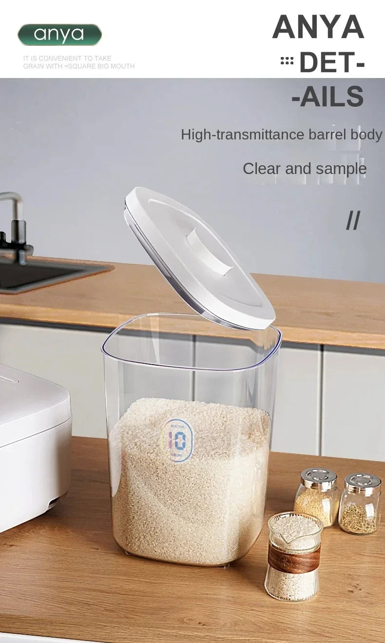 Seal Rice Bucket Vacuum Rice Buckets Cat Food Bucket Pet Food Storage Bucket Dust-proof Grain Jar Glass Jar Home Storage Box