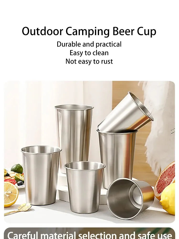 Single-layer Stainless Steel Outdoor Camping Beer Cups Large-capacity Water Cups Curling Cups Milk Tea Coffee Cups