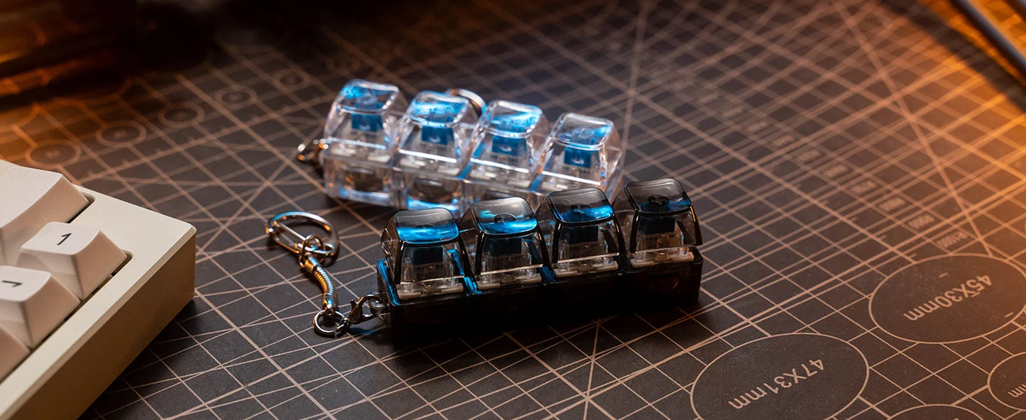 Keyboard Key Chain Fidget Toy for Adults LED Fidget Clicker Decompression Toy Keychains Stress Relief Gadget Interesting Pendant