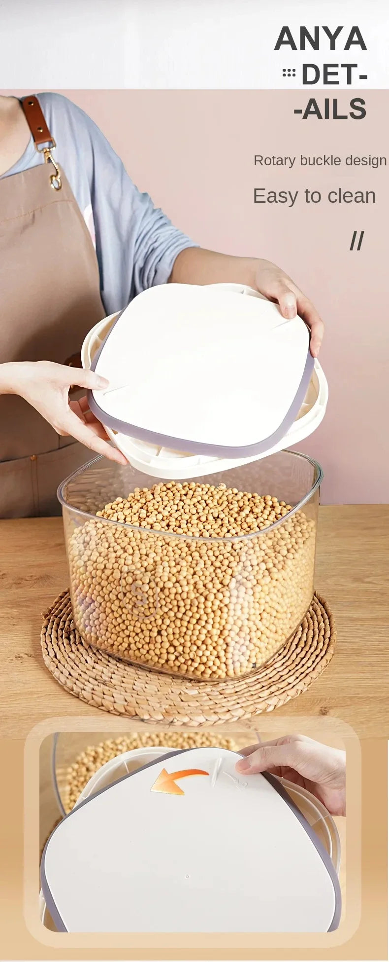 Seal Rice Bucket Vacuum Rice Buckets Cat Food Bucket Pet Food Storage Bucket Dust-proof Grain Jar Glass Jar Home Storage Box
