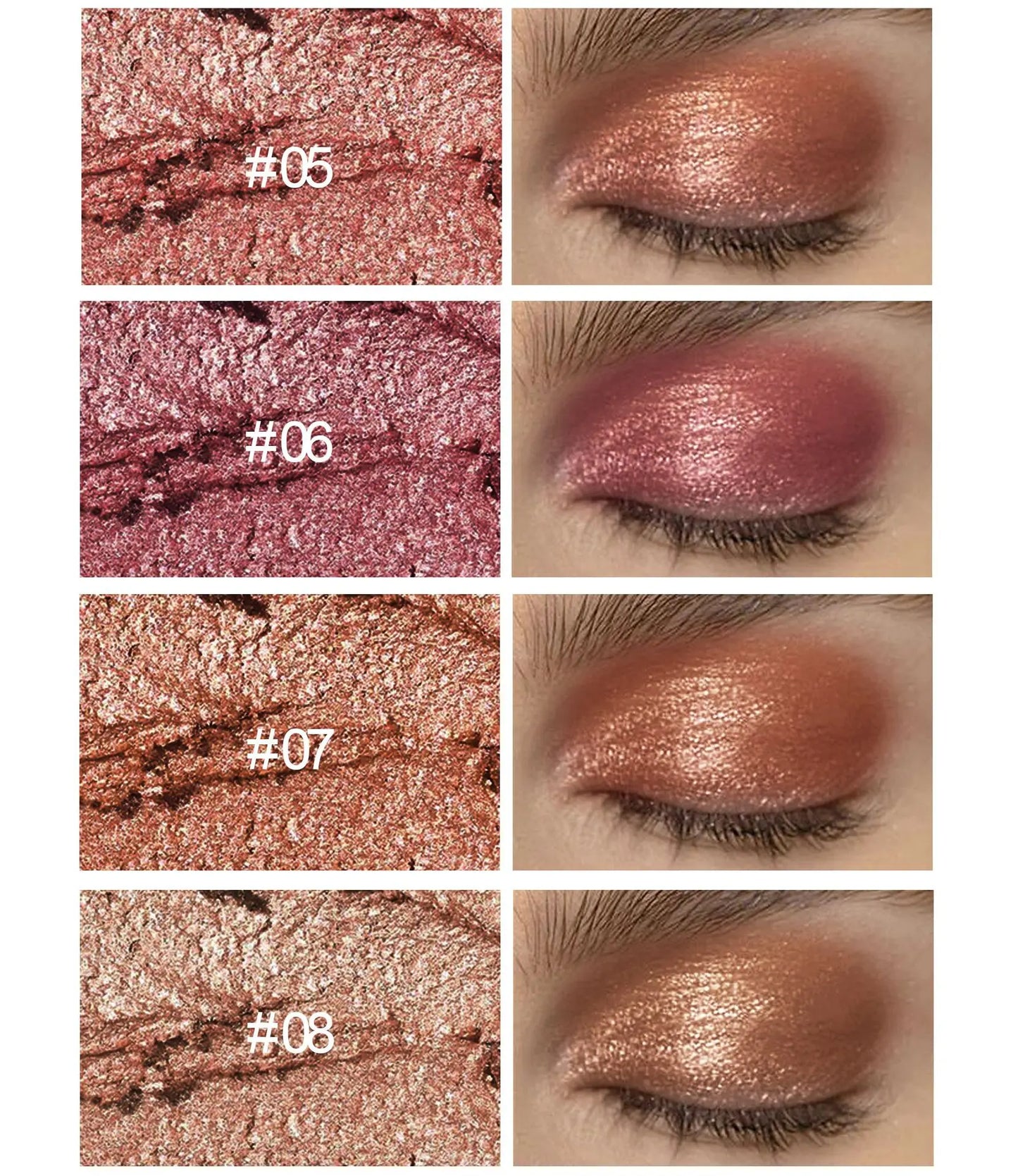 12 Colors Eyeshadow Stick Double Head Waterproof Long Lasting Metallic Shimmer Highlighter Cream Pen with Brush for Eyes