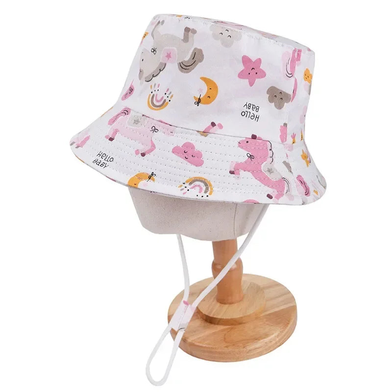 New Panama Summer Baby Sun Hat for Girls and Boys Beach Sun Cap Outdoor Children Bucket Hat Cartoon Autumn Kids Fisherman's Cap