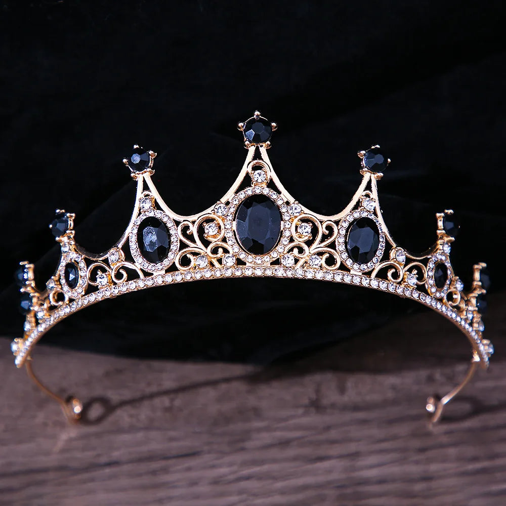DIEZI Baroque Princess Queen Bridal Crown Purple Crystal Tiara For Women Wedding Vintage Crown Hair Dress Accessories Jewelry