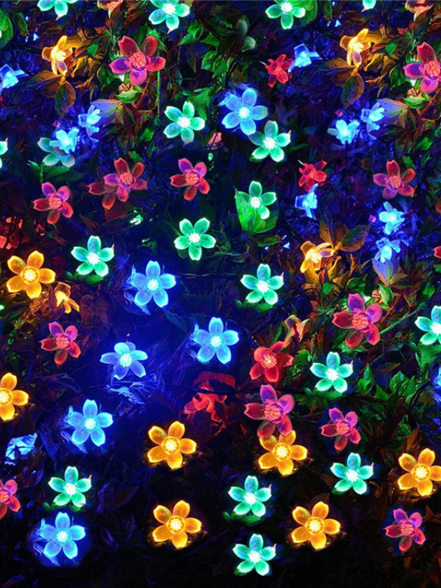 Solar String Lights Cherry Blossom LED Garland Lights Outdoor Solar Garden Patio Decor Lights Christmas Wedding Party Decoration