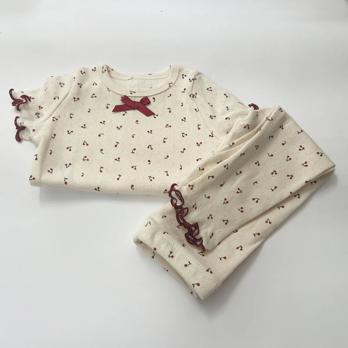 1-6T Toddler Kid Baby Girl Clothes Set Summer 100% Cotton Long Sleeve T Shirt Top Pant Suit Homewear Stretch 2pcs Pajamas Set