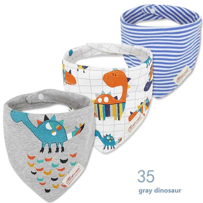 3pcs Per Lot Baby Bibs Bandana Set Cotton Multi-Style Triangle Cartoon Babadores Para Bebe Infant Boys Girls Saliva Towel KF025