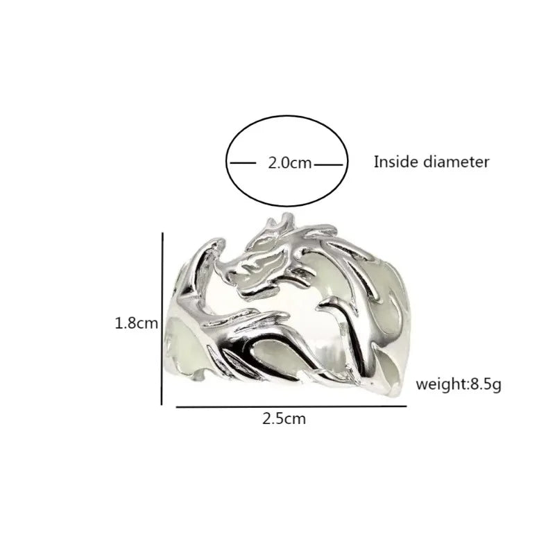 Luminous Dragon Rings for Men Women Punk Rings Free Size Finger Ring Glow in The Dark Ring Ring Jewelry