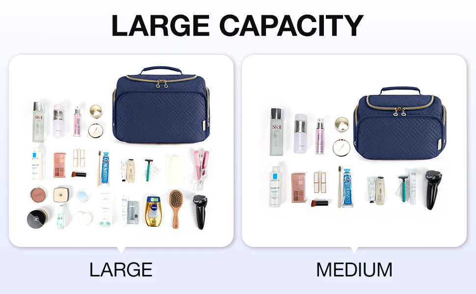 BAGSMART Cosmetic Bag for Make UP Cases Large Capacity Makeup Organizer With Handle Waterproof Travel Toiletry Storage