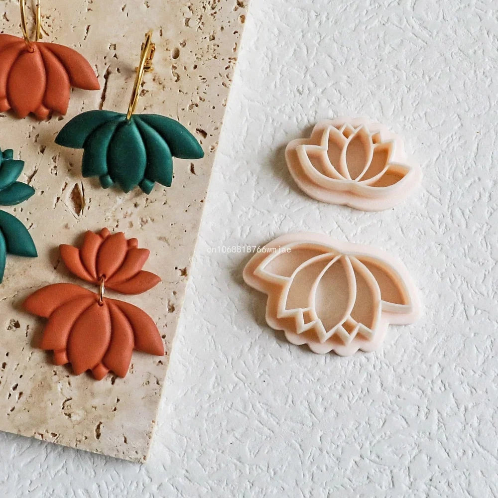 Leaves Shape Polymer Clay Earring Cutters Green Plant Flowers Dangle Clay Embossing Moulds for Handmade Jewelry Pendant Making