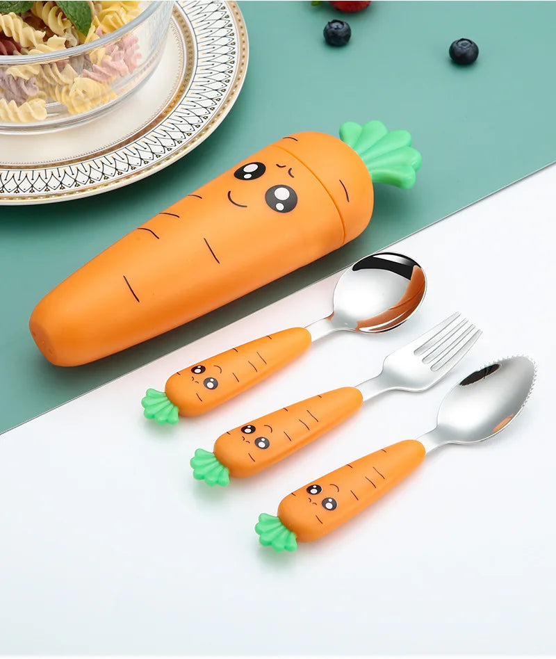 1/3PCS Baby Feeding Utensils Cartoon Fork Spoon Child Cutlery Set Kid Tableware Kitchen Gadgets Cake Vegetable Fork Teaspoon