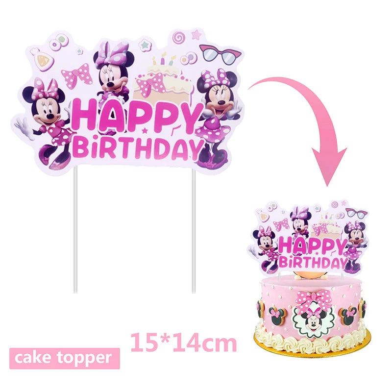 Minnie Mouse Birthday Party Decorate Girls Disposable Tableware Balloon Cups Plates Tablecloth Balloon Baby Shower Party Supply
