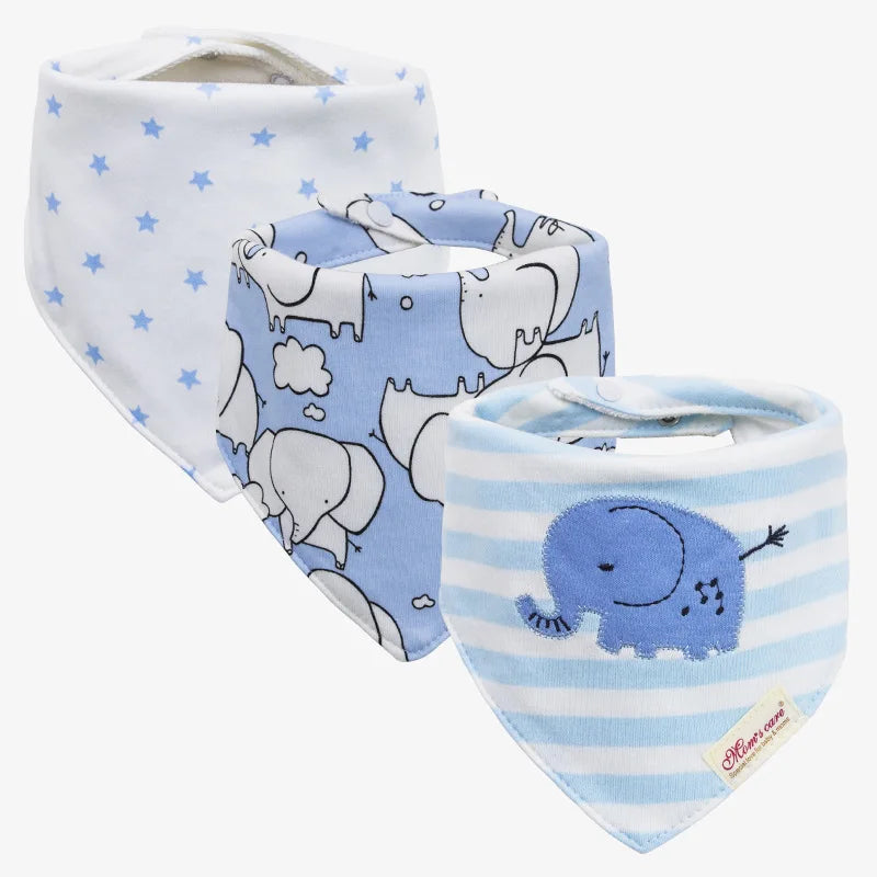 3pcs Per Lot Baby Bibs Bandana Set Cotton Multi-Style Triangle Cartoon Babadores Para Bebe Infant Boys Girls Saliva Towel KF025