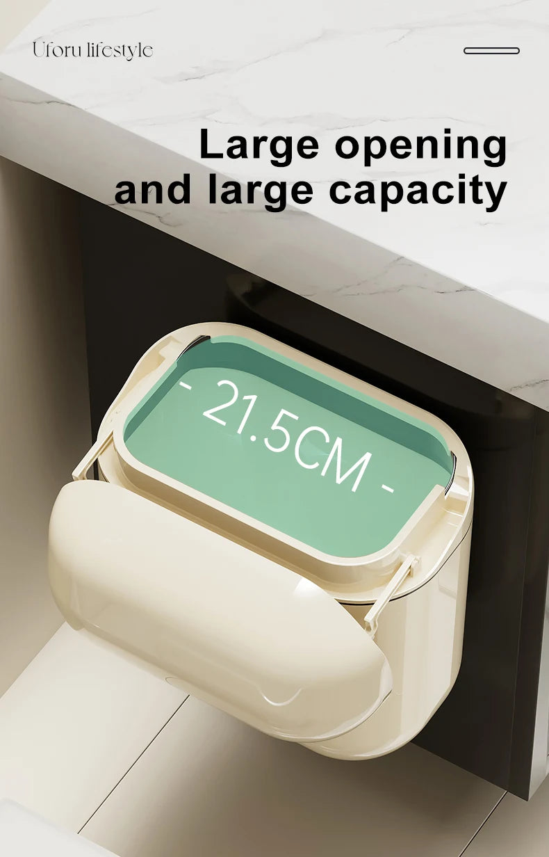 Wall-mounted Trash Can Household Large Capacity High Appearance Level Kitchen Toilet With A Cover Waterproof Crack Dustbin