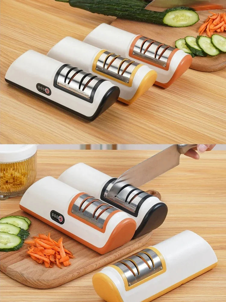 Electric Knife Sharpener Multifunctional Automatic Professional Small Knife Sharpener Kitchen Quick Sharpening Non-slip Tools
