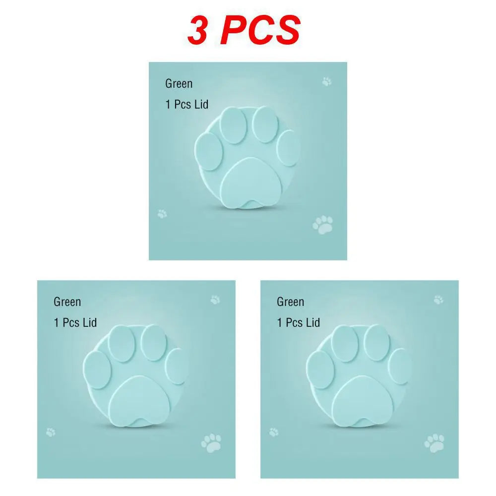 Portable Silicone Dog Cat Canned Lid 3-Ring Food Sealer Spoon Pet Food Cover Storage Fresh-keeping Lids Bowl Dog Accessories