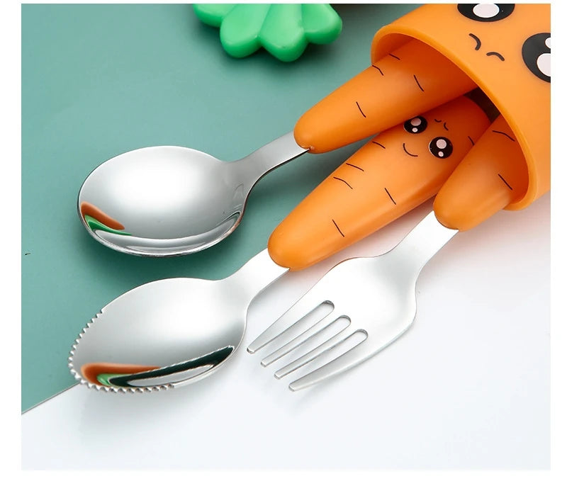 1/3PCS Baby Feeding Utensils Cartoon Fork Spoon Child Cutlery Set Kid Tableware Kitchen Gadgets Cake Vegetable Fork Teaspoon