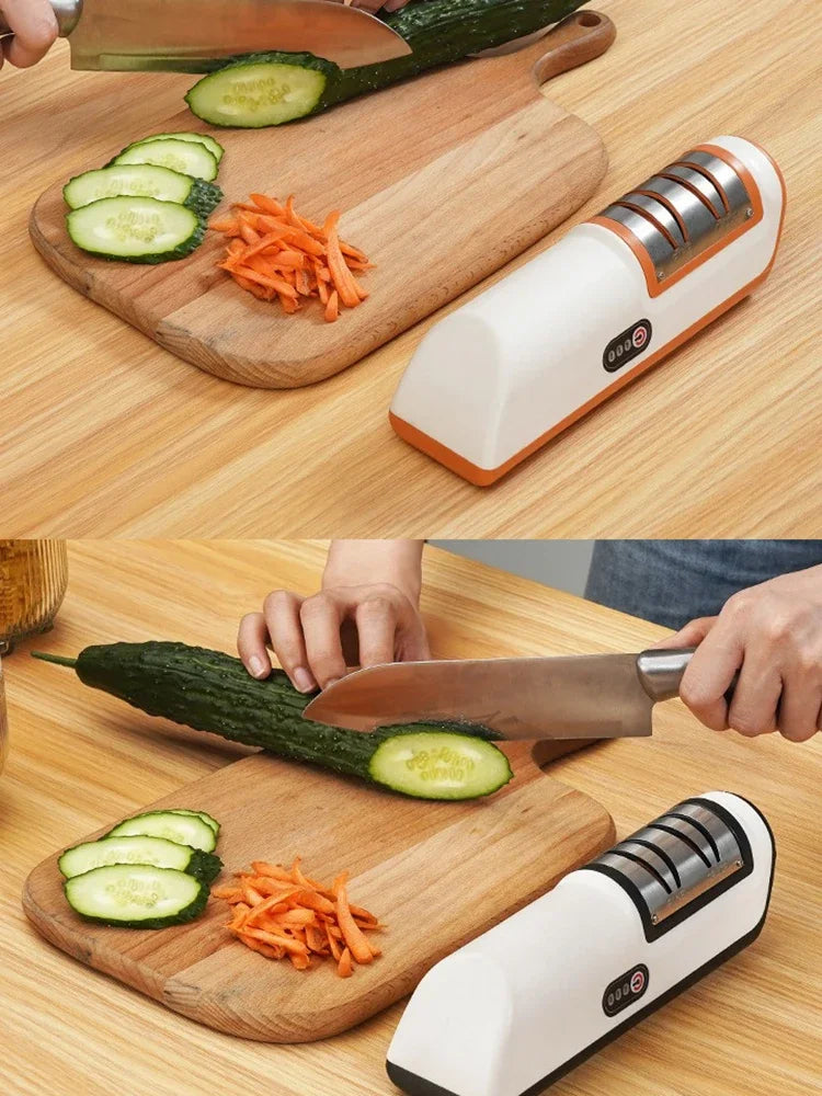 Electric Knife Sharpener Multifunctional Automatic Professional Small Knife Sharpener Kitchen Quick Sharpening Non-slip Tools