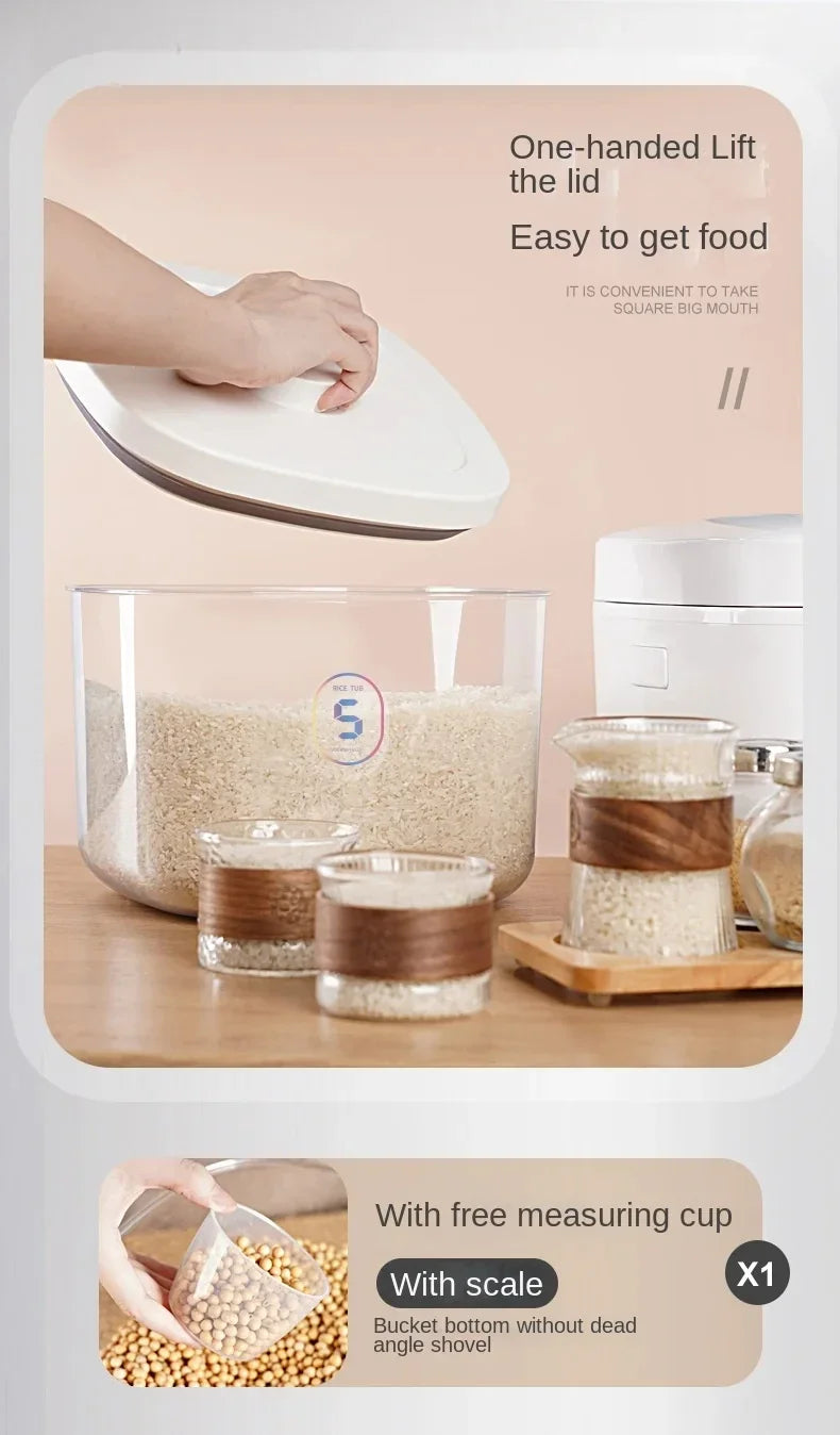 Seal Rice Bucket Vacuum Rice Buckets Cat Food Bucket Pet Food Storage Bucket Dust-proof Grain Jar Glass Jar Home Storage Box