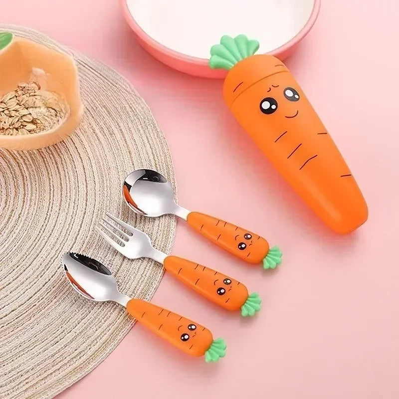 1/3PCS Baby Feeding Utensils Cartoon Fork Spoon Child Cutlery Set Kid Tableware Kitchen Gadgets Cake Vegetable Fork Teaspoon