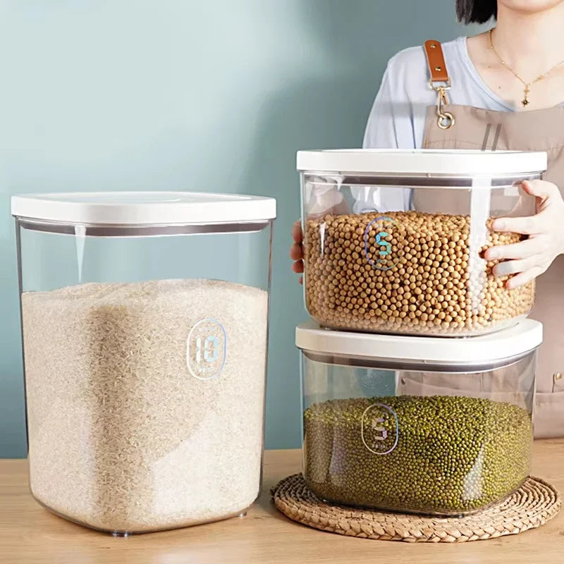 Seal Rice Bucket Vacuum Rice Buckets Cat Food Bucket Pet Food Storage Bucket Dust-proof Grain Jar Glass Jar Home Storage Box