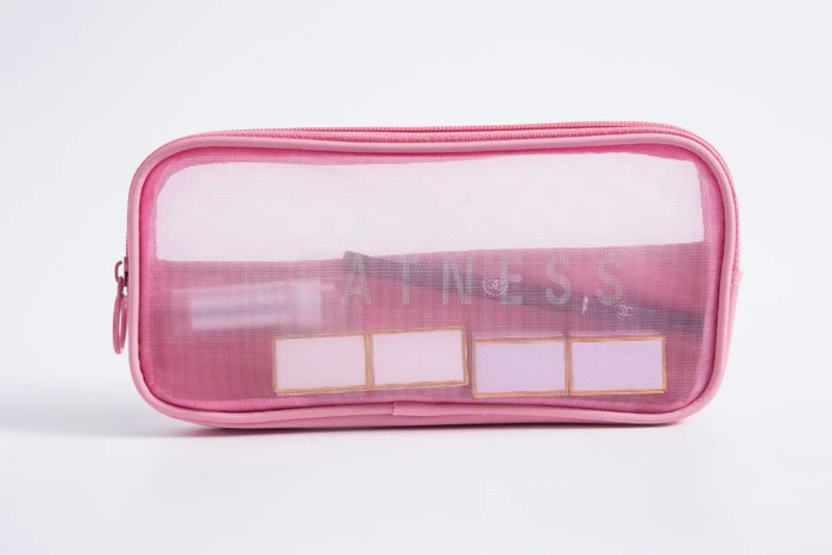 Makeup Bag Women Travel Toiletry Wash Makeup Bag Storage Case Zipper Make Up Bags Black Dot Transparent Mesh Cosmetic Bag