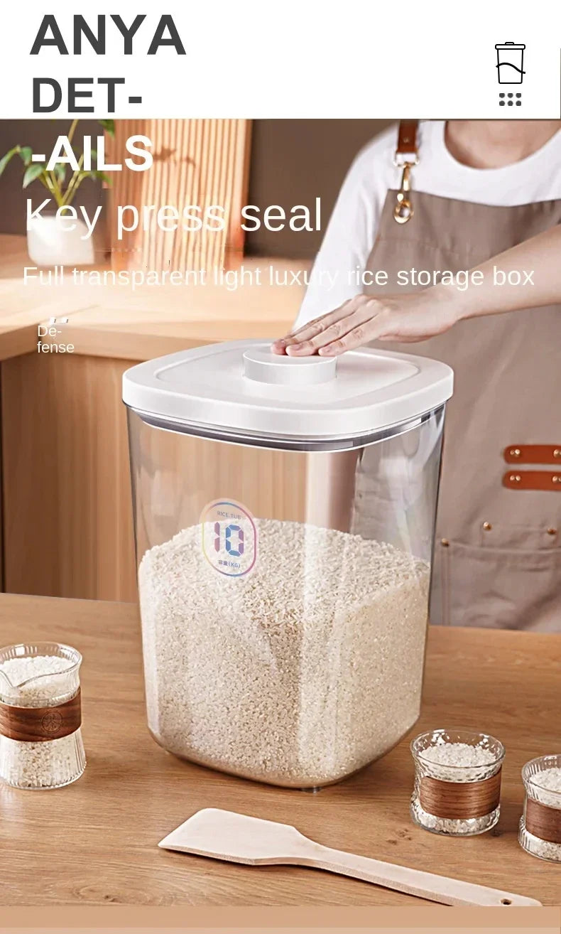 Seal Rice Bucket Vacuum Rice Buckets Cat Food Bucket Pet Food Storage Bucket Dust-proof Grain Jar Glass Jar Home Storage Box