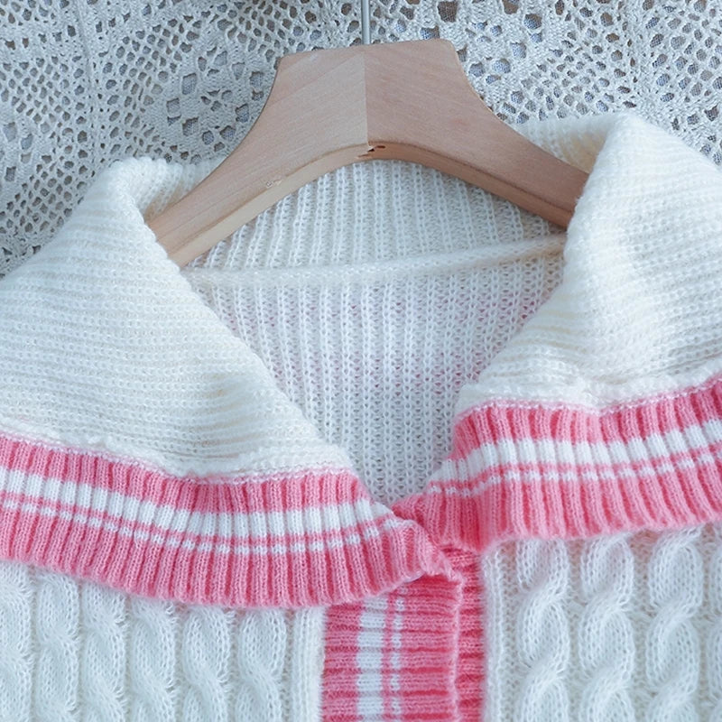 New In Spring Women's 2 Pieces Set Sweet Preppy Style Sweater Cardigan Long Sleeve Crop Top Wide Leg Pants Casual Lady's Outfits