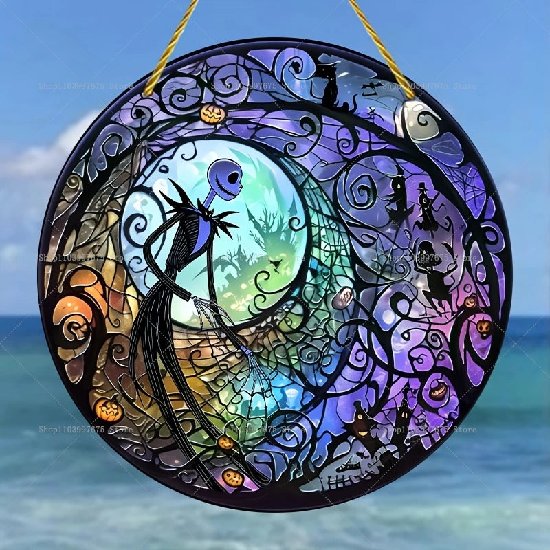 The Nightmare Before Christmas Jack Skellington Sun Catcher 2D Flat Acrylic Hanging Sign for Home Garden Wall Decor Kids Gift
