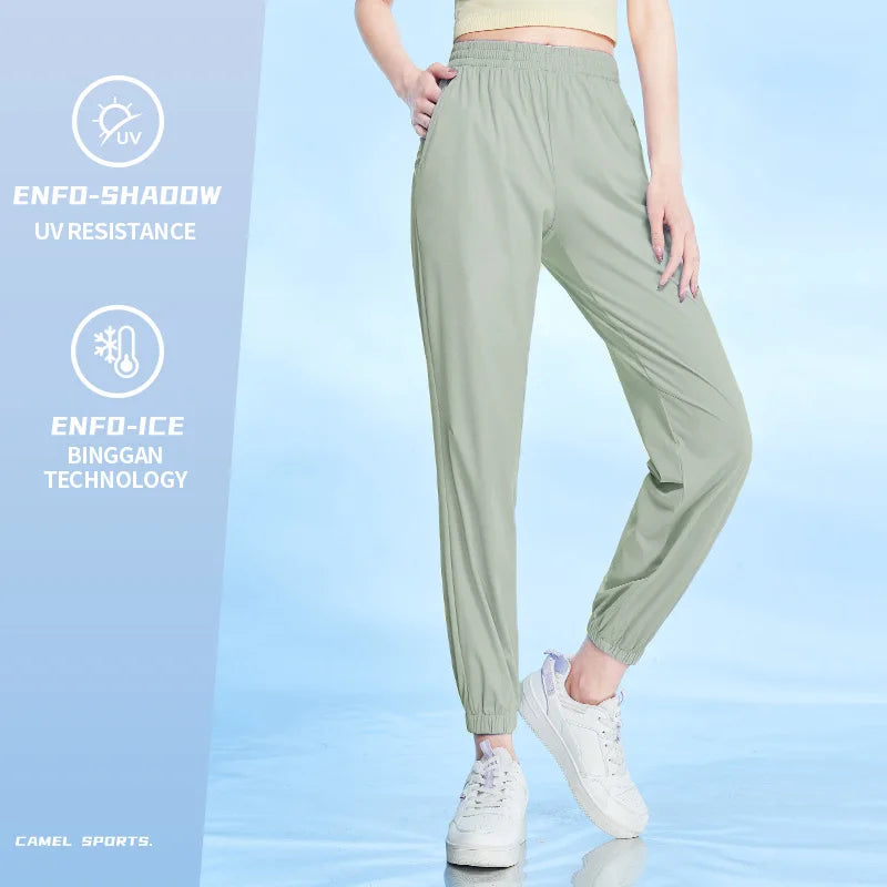 GOLDEN CAMEL Outdoor Hiking Pants Sun Protection Sport Running Trousers Quick-dry Thin Ice Feeling Pant for Women 2023 Summer Ne