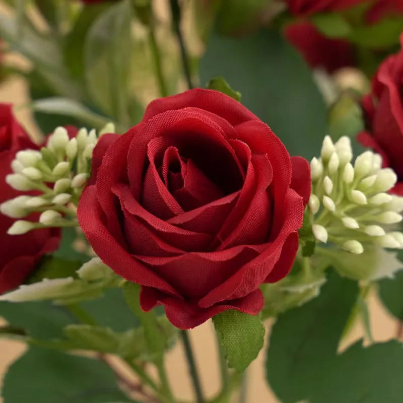 10 Heads Rose Bouquet Artificial Flowers Western Rose Wedding Decoration 6 Colors Peonies Fake Flowers Artificial Flowers