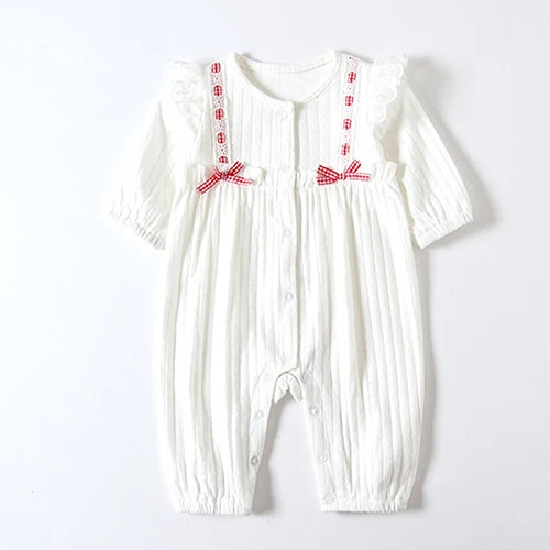 Infant Baby Girls Jumpsuit+Hat Embroidery Lace Stitching Cotton Long Sleeve Toddler Baby Girl Romper Spring Autumn Baby Clothes