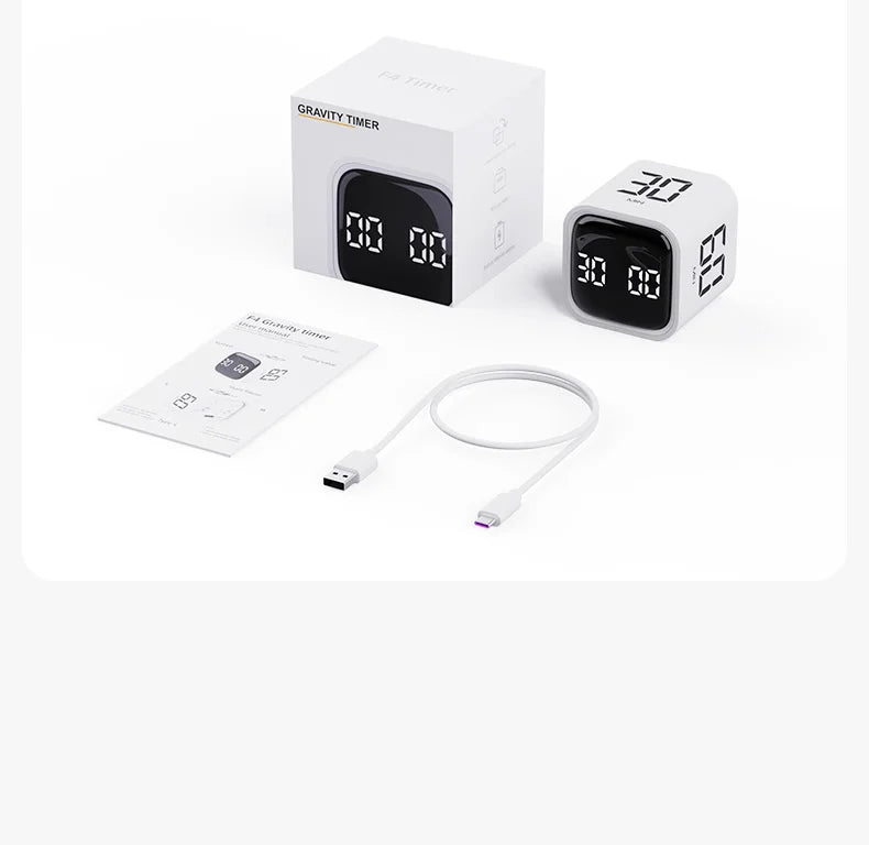 Gravity Flip Timer Silent Vibration Sound Alarm 5-60 Minutes and Custom Countdown Perfect For Working Learning Cooking Study