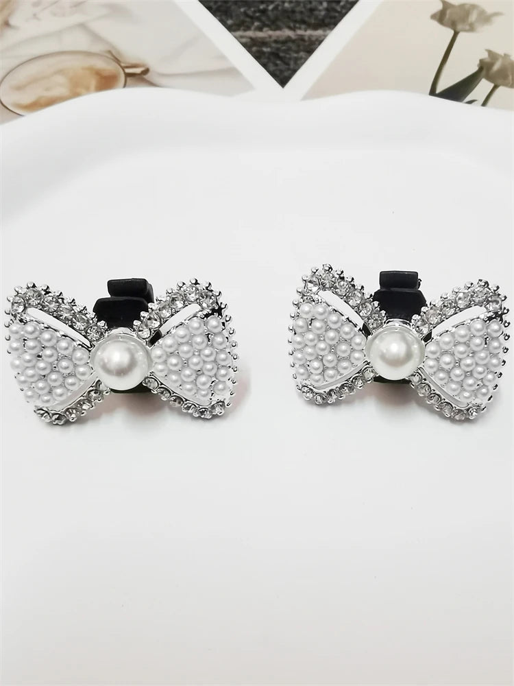 2PCS Bling Rhinestone Bear Shoelace Charms ABS Heart Bowtie Shoe Lace Decorations Accessories DIY Golden Shoe Clips Fit Sneakers