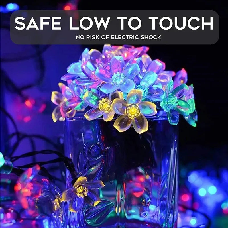 Sonkrag String Lights Kersiebloeisel LED Kransligte Buitelug Sonkrag Tuin Patio Dekor Ligte Kersfees Troue Party Versiering