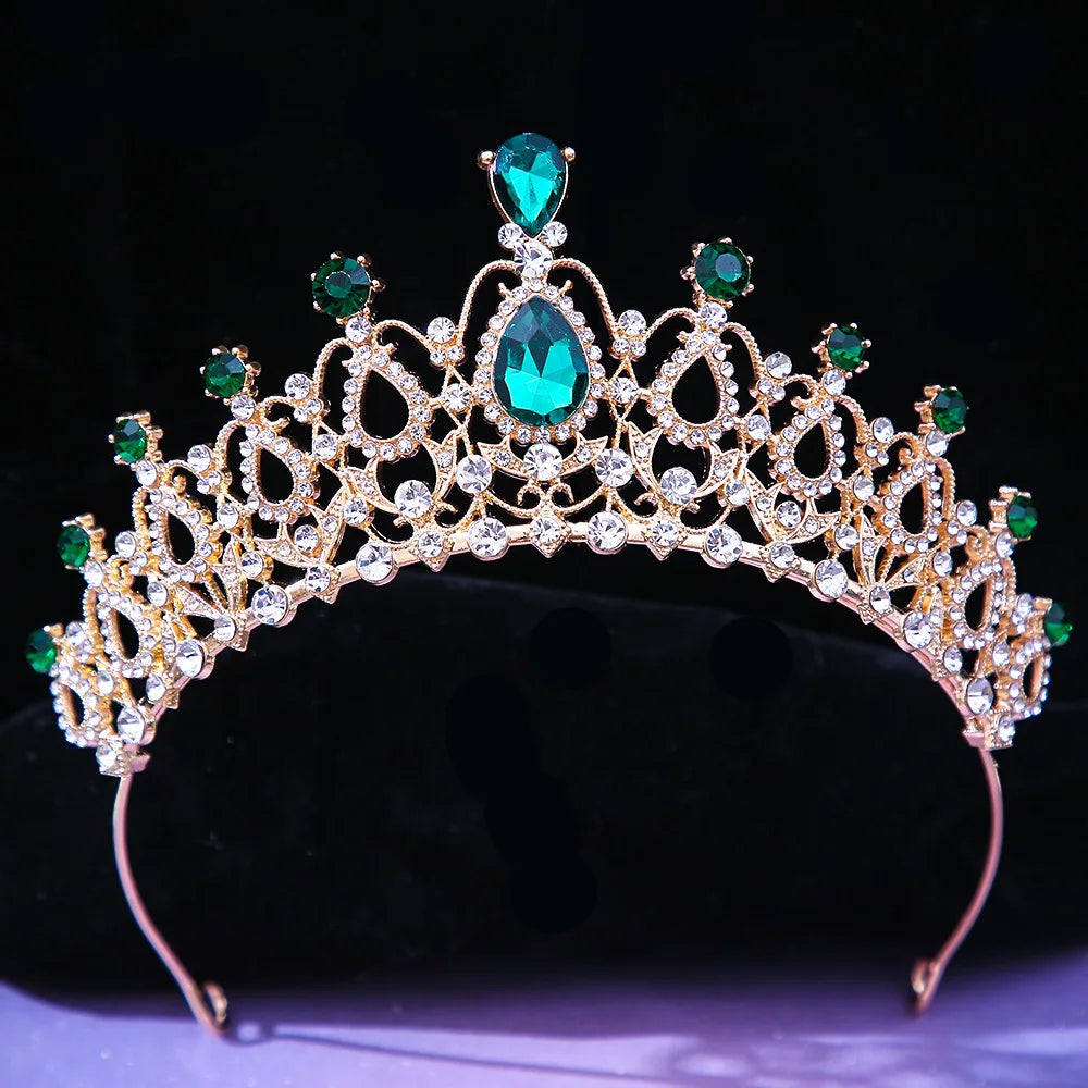 DIEZI Baroque Princess Queen Bridal Crown Purple Crystal Tiara For Women Wedding Vintage Crown Hair Dress Accessories Jewelry