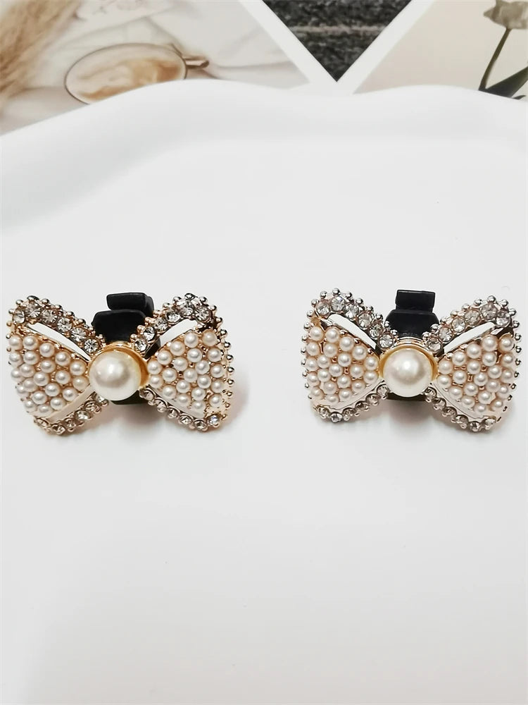 2PCS Bling Rhinestone Bear Shoelace Charms ABS Heart Bowtie Shoe Lace Decorations Accessories DIY Golden Shoe Clips Fit Sneakers
