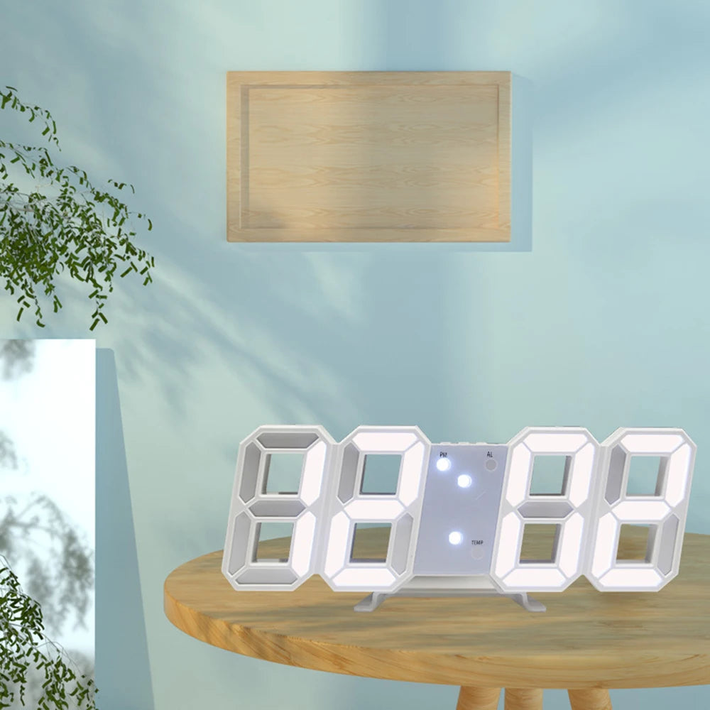 1PC 3d Digital Clock Creative Gift Multi-Functional Electronic Clock For Students With Large Screen Wall Mounted Clock