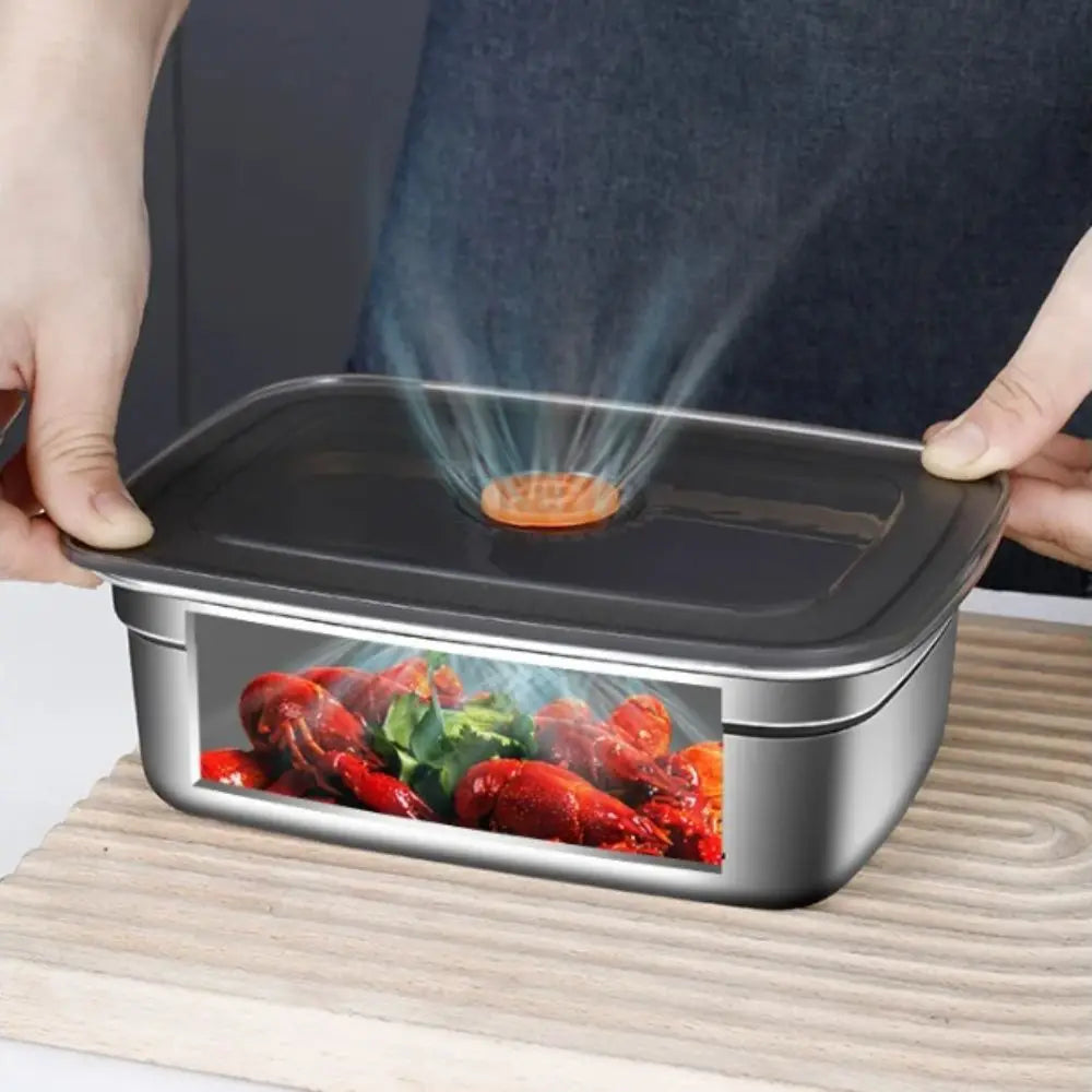 Stainless Steel Camping Lunch Box Leak-proof Sealed Bento Box Microwave Suitable Large Capacity Refrigerator Freezer Storage Box