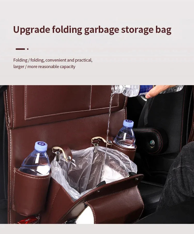 Car Back Seat Organizer Storage Bag with Foldable Table Tray Tablet Holder Tissue Box Auto Back Seat Bag Protector Accessories