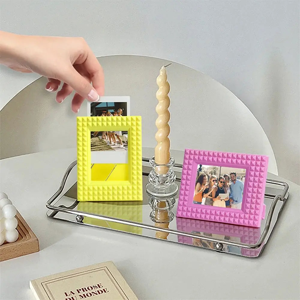 Desktop Decor Instant Camera Photo Frame Stamp Vertical Card Display Stand Scrapbook Rivet for Polaroid/Fujifilm Instax