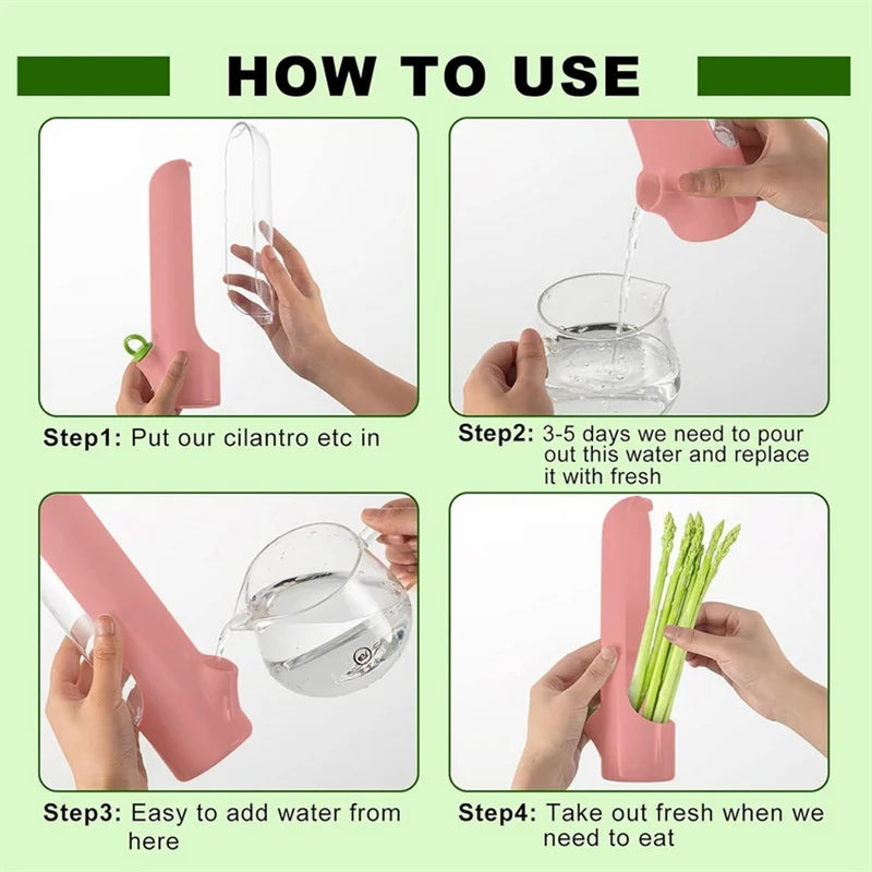 1PC Pink Fresh Herb Keeper Vanilla Vegetables Fresh Preservation Bottle Herb Saver Storage Container Storage Box Kitchen Tool