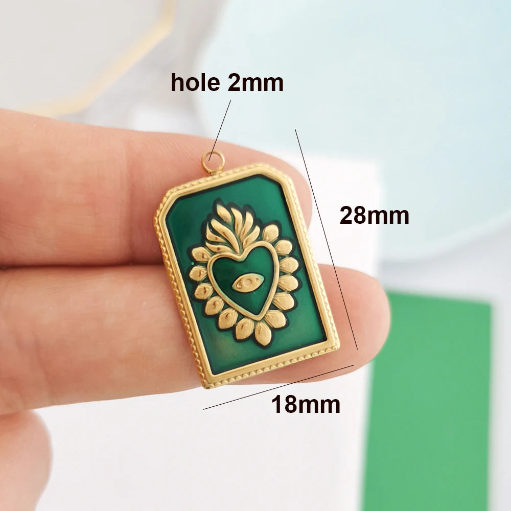 1pc Stainless Steel Big Pendant Small Charm Cherry Angel Boot Heart Tail Flower Star Cross Key Moon Pearl Bow PVD Gold Color