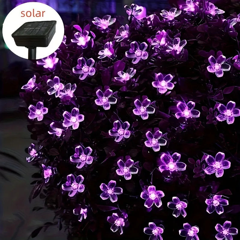 Solar String Lights Cherry Blossom LED Garland Lights Outdoor Solar Garden Patio Decor Lights Christmas Wedding Party Decoration