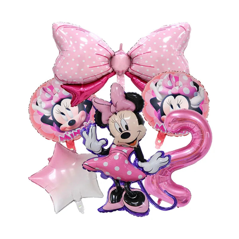 Minnie Mouse Birthday Party Decorate Girls Disposable Tableware Balloon Cups Plates Tablecloth Balloon Baby Shower Party Supply