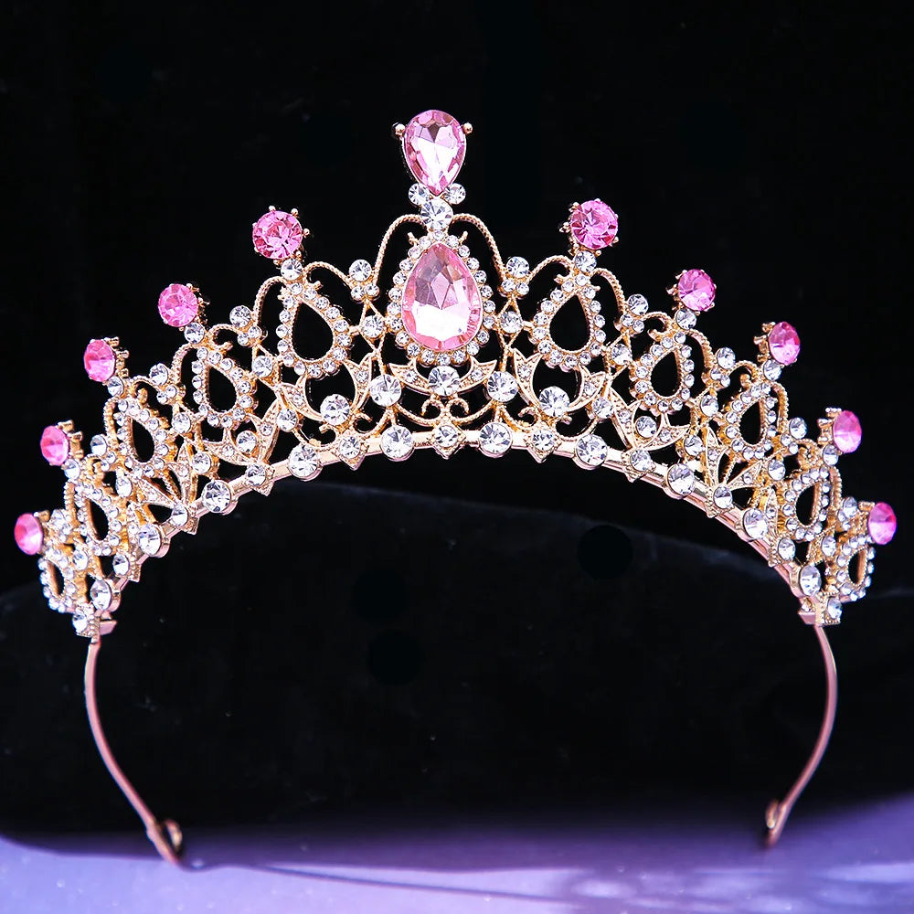 DIEZI Baroque Princess Queen Bridal Crown Purple Crystal Tiara For Women Wedding Vintage Crown Hair Dress Accessories Jewelry