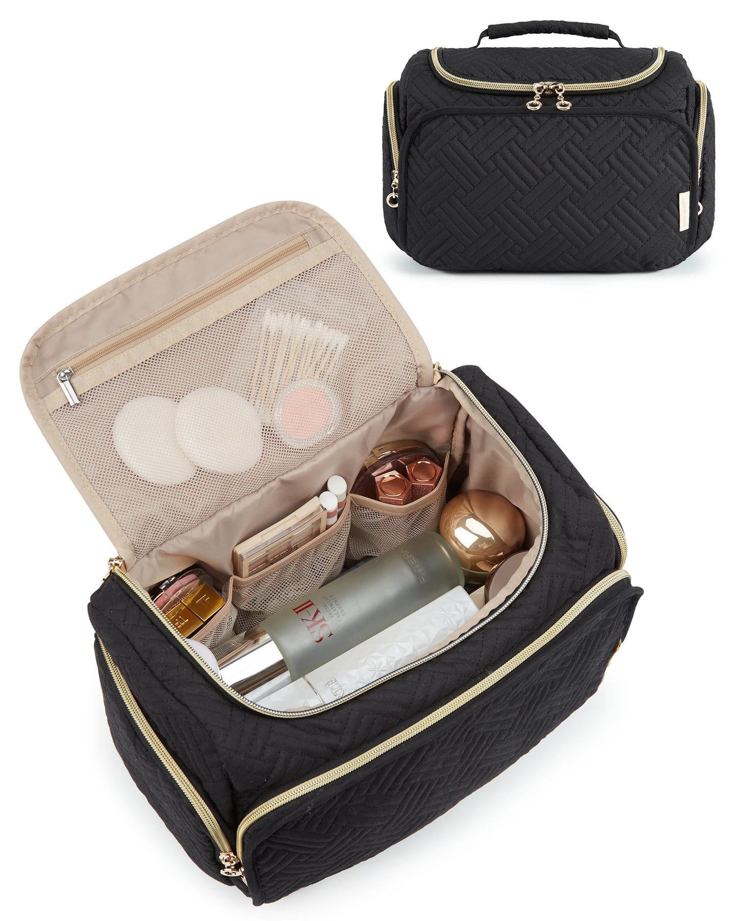 BAGSMART Cosmetic Bag for Make UP Cases Large Capacity Makeup Organizer With Handle Waterproof Travel Toiletry Storage