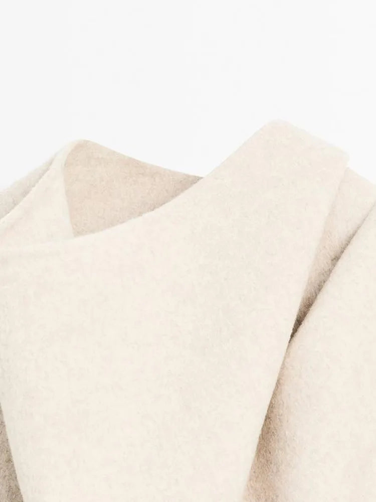 Winter Jacket Women Scarf Collar Short Woolen Coats Autumn 2025 Old Money Long Sleeve Solid Loose Bomber Jackets Chic Outerwears