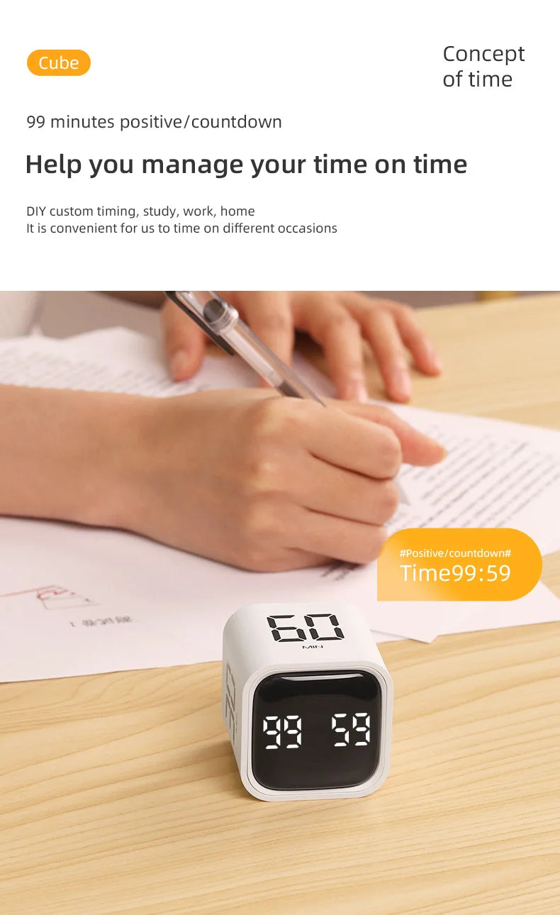 Gravity Flip Timer Silent Vibration Sound Alarm 5-60 Minutes and Custom Countdown Perfect For Working Learning Cooking Study