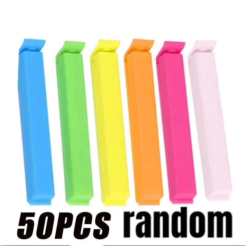 50/100PCS Portable Kitchen Storage Food Snack Seal Sealing Bag Clips Random Color Plastic Tool Kitchen Accessories Hot Sale